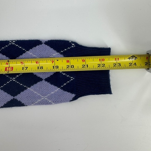 90s Womens Argyle Eclectic Grandpa Purple Cottage Core Button Up VNeck Cardigan - Picture 7 of 7